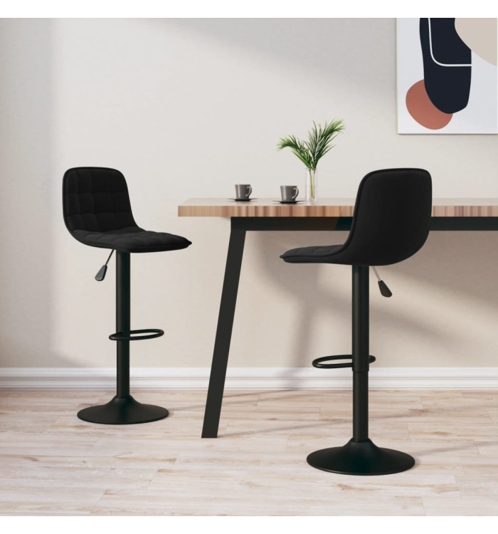 Tabourets de bar lot de 2 noir velours | Mobilier & Déco