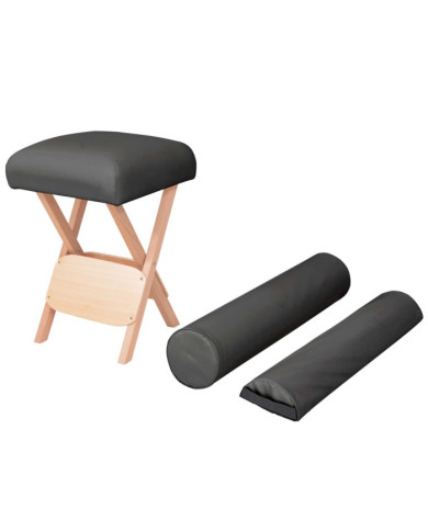 Tabouret de massage pliant siège 12 cm d'épaisseur 2 traversins | Mobilier & Déco
