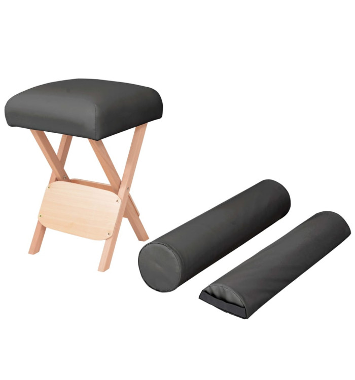 Tabouret de massage pliant siège 12 cm d'épaisseur 2 traversins | Mobilier & Déco