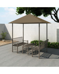 Pavillon de jardin et table et bancs 2,5x1,5x2,4m Taupe 180g/m² | Mobilier & Déco