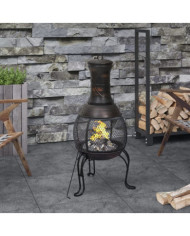 Poêle de jardin avec tisonnier 39x39x90 cm acier | Mobilier & Déco