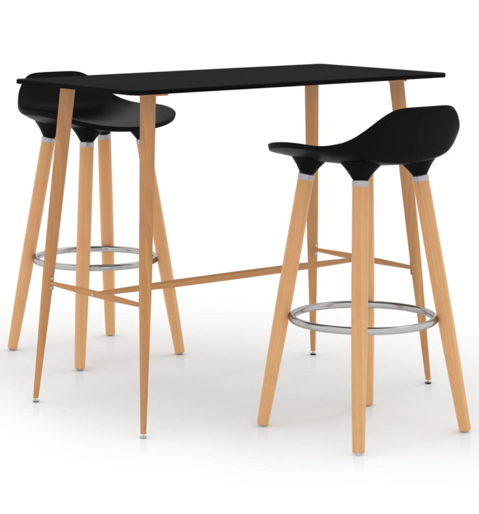 Ensemble de bar 3 pcs Noir | Mobilier & Déco