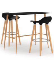 Ensemble de bar 3 pcs Noir | Mobilier & Déco
