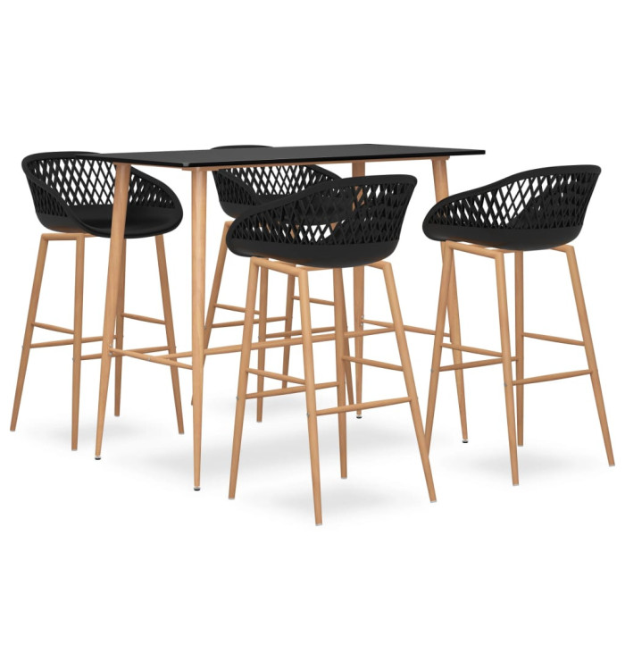 Ensemble de bar 5 pcs Noir | Mobilier & Déco