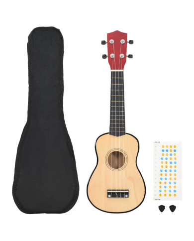 Jeu de ukulélé soprano avec sac pour enfants bois clair 21" | Mobilier & Déco