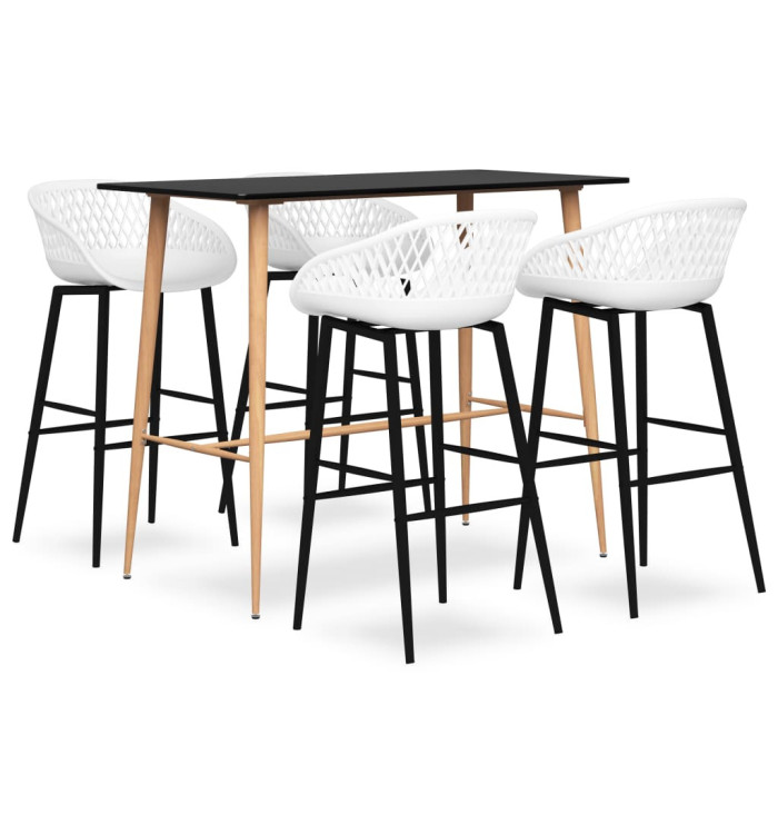 Ensemble de bar 5 pcs Noir et blanc | Mobilier & Déco