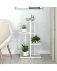 Support pour plantes 4 niveaux 43x22x76 cm Blanc Métal | Mobilier & Déco