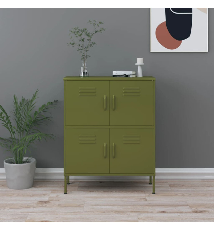 Armoire de rangement Vert olive 80x35x101,5 cm Acier | Mobilier & Déco