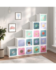 Armoire de rangement pour enfants avec 15 cubes Blanc PP | Mobilier & Déco