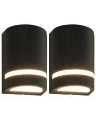 Appliques murales d'extérieur 2 pcs 35 W Noir Demi-rond | Mobilier & Déco