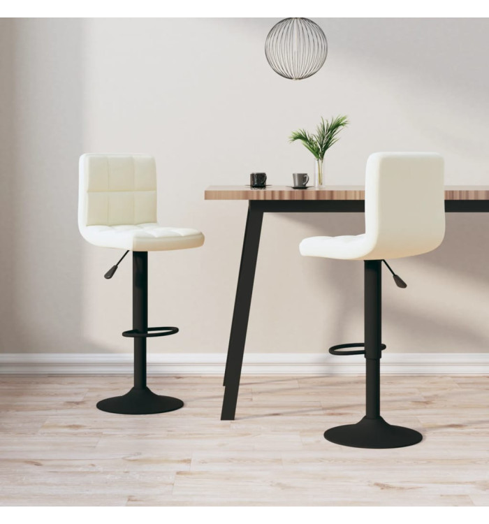 Tabourets de bar lot de 2 crème velours | Mobilier & Déco