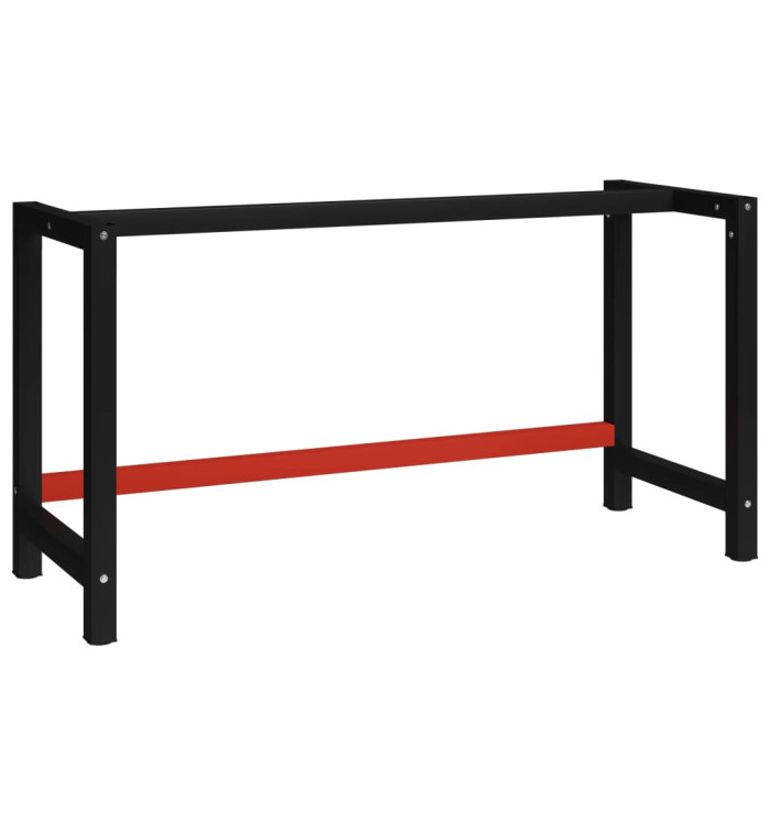 Cadre de banc de travail Métal 150x57x79 cm Noir et rouge | Mobilier & Déco