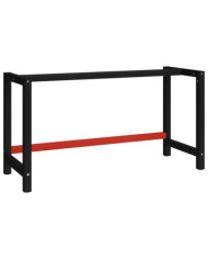Cadre de banc de travail Métal 150x57x79 cm Noir et rouge | Mobilier & Déco