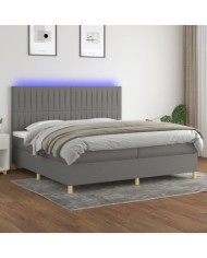 Sommier à lattes de lit et matelas et LED Gris foncé 200x200 cm | Mobilier & Déco