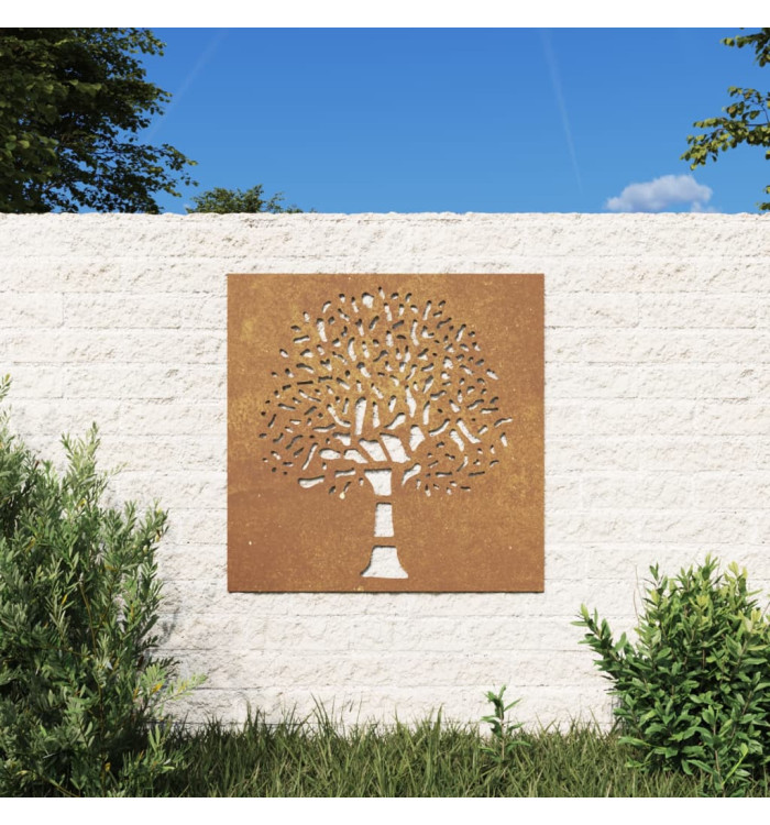 Décoration murale jardin 55x55 cm acier corten design d'arbre | Mobilier & Déco