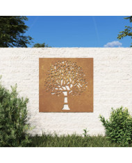 Décoration murale jardin 55x55 cm acier corten design d'arbre | Mobilier & Déco