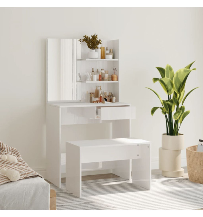 Ensemble de coiffeuse Blanc brillant 74,5x40x141 cm | Mobilier & Déco