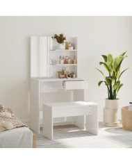 Ensemble de coiffeuse Blanc brillant 74,5x40x141 cm | Mobilier & Déco