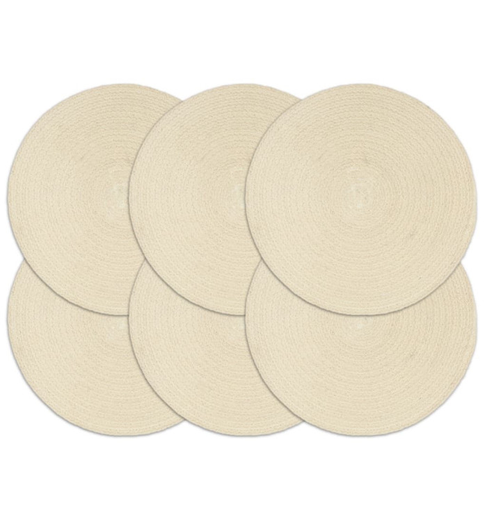 Napperons 6 pcs Naturel Plain 38 cm Rond Coton | Mobilier & Déco