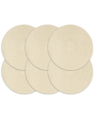 Napperons 6 pcs Naturel Plain 38 cm Rond Coton | Mobilier & Déco
