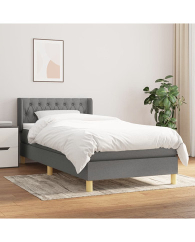 Sommier à lattes de lit et matelas Gris foncé 90x190 cm Tissu | Mobilier & Déco
