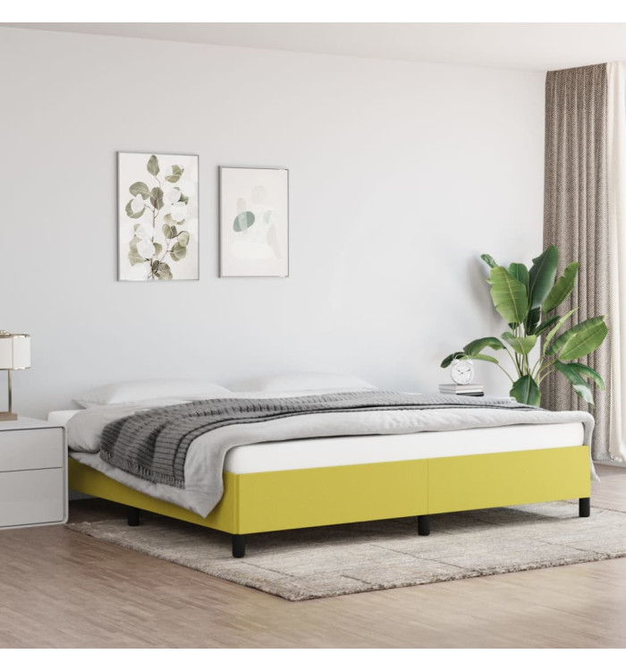 Cadre de lit sans matelas vert 200x200 cm tissu | Mobilier & Déco