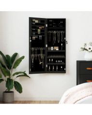 Armoire à bijoux avec miroir murale noir 37,5x10x106 cm | Mobilier & Déco