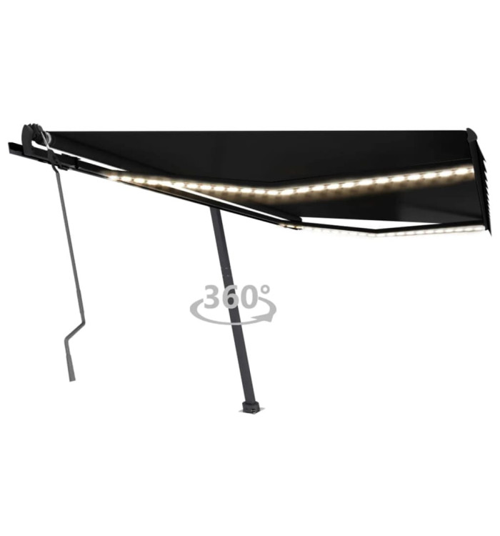 Auvent manuel rétractable avec LED 450x350 cm Anthracite | Mobilier & Déco