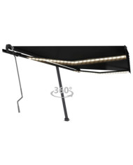 Auvent manuel rétractable avec LED 450x350 cm Anthracite | Mobilier & Déco