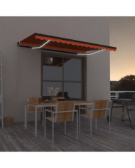 Auvent manuel rétractable avec LED 450x350 cm Orange et marron | Mobilier & Déco
