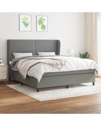 Sommier à lattes de lit avec matelas Gris foncé 180x200cm Tissu | Mobilier & Déco