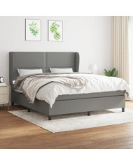 Sommier à lattes de lit avec matelas Gris foncé 180x200cm Tissu | Mobilier & Déco