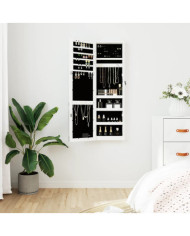 Armoire à bijoux avec miroir et éclairage LED mural blanc | Mobilier & Déco