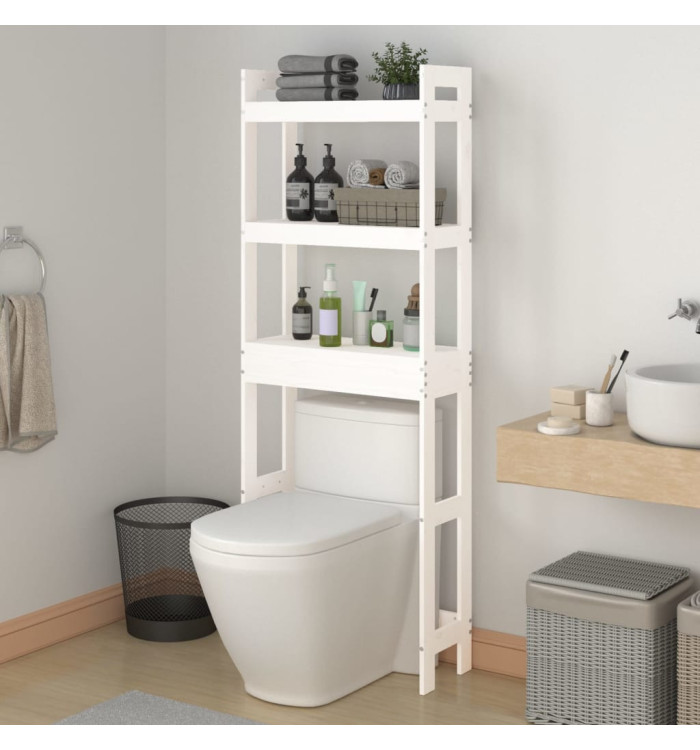 Étagère de toilette Blanc 63x26x171 cm Bois de pin massif | Mobilier & Déco