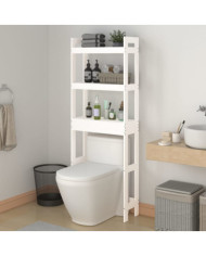 Étagère de toilette Blanc 63x26x171 cm Bois de pin massif | Mobilier & Déco