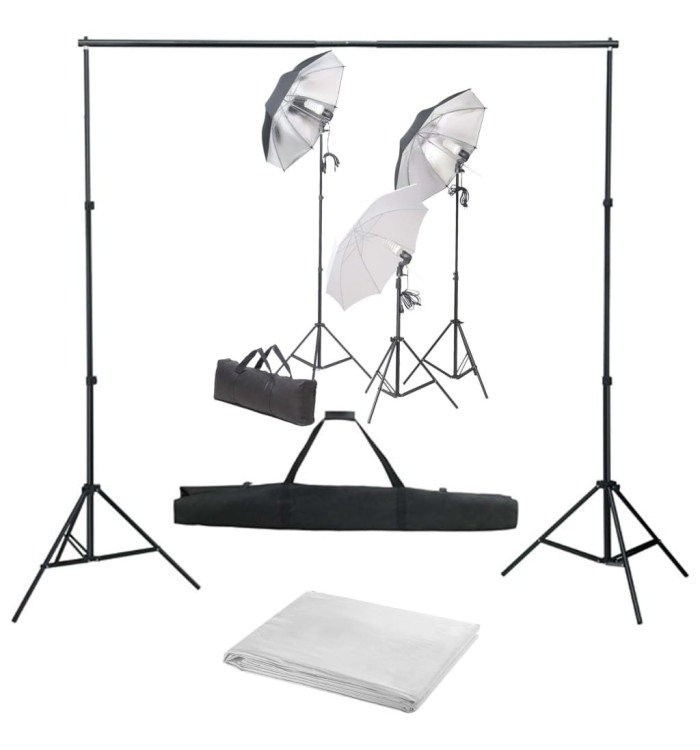 Kit de studio photo avec ensemble d'éclairage et toile de fond | Mobilier & Déco