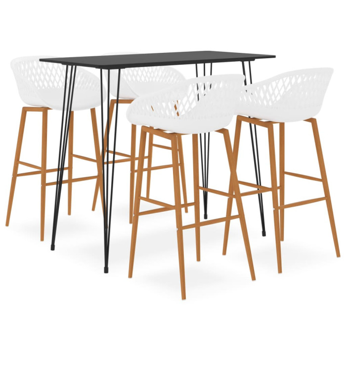 Ensemble de bar 5 pcs Noir et blanc | Mobilier & Déco