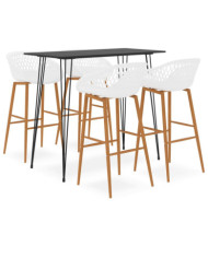 Ensemble de bar 5 pcs Noir et blanc | Mobilier & Déco