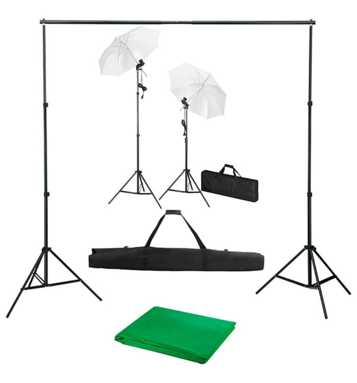 Kit de studio photo avec toile de fond lampes et parapluies | Mobilier & Déco