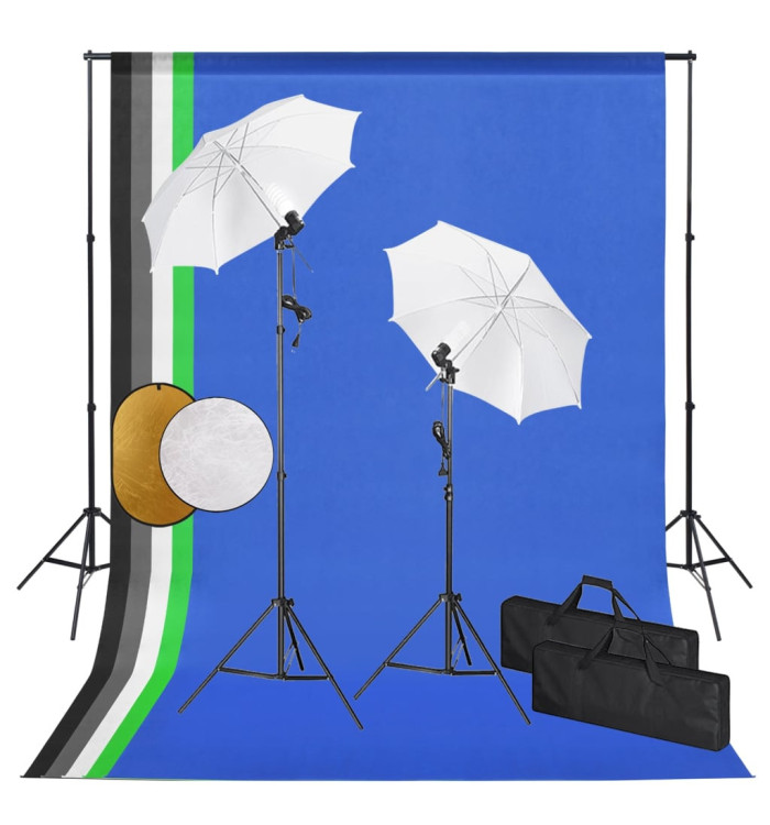 Kit de studio photo avec lampes toile de fond et réflecteur | Mobilier & Déco