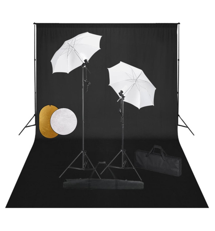 Kit de studio photo avec lampes toile de fond et réflecteur | Mobilier & Déco