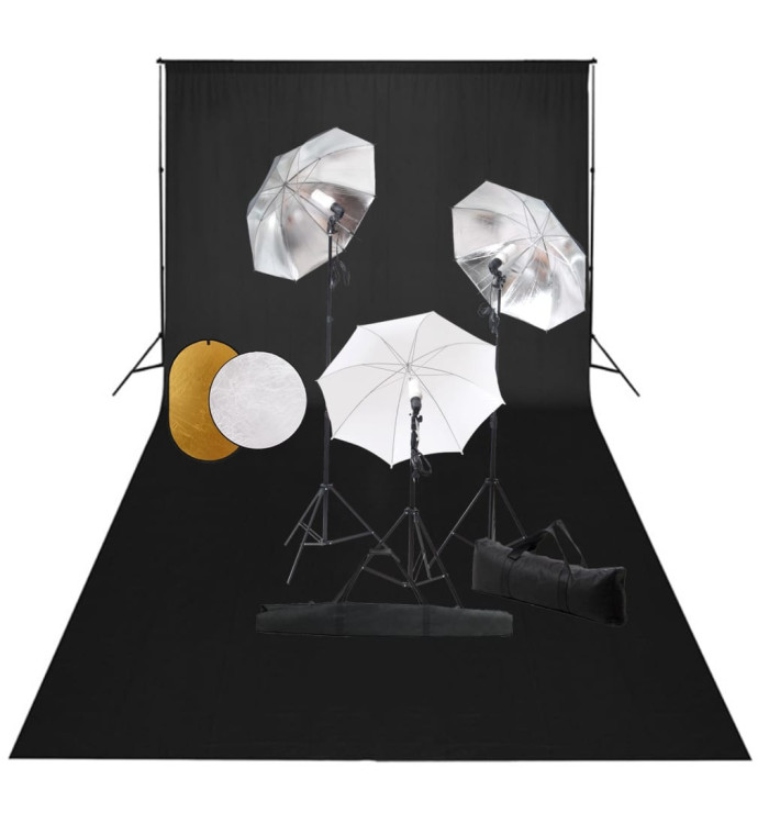Kit de studio photo avec lampes toile de fond et réflecteur | Mobilier & Déco