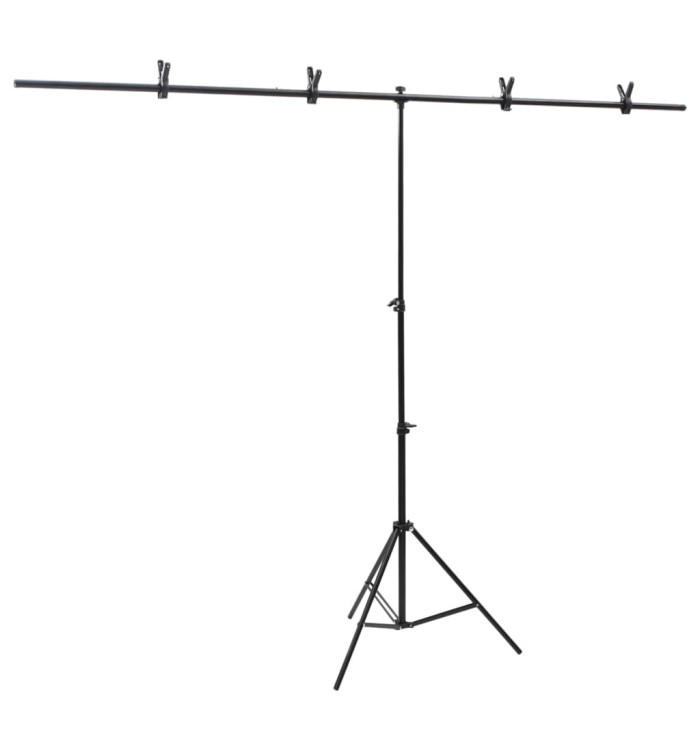 Support de fond en forme de T Noir 201x60x(70-200) cm | Mobilier & Déco