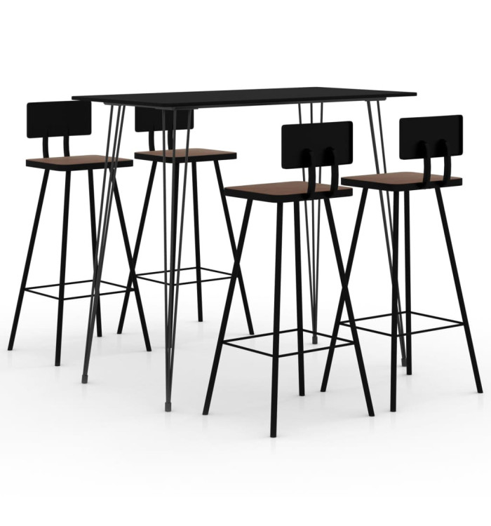 Ensemble de bar 5 pcs Noir | Mobilier & Déco