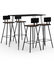 Ensemble de bar 5 pcs Noir | Mobilier & Déco