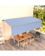 Auvent automatique rétractable avec store 6x3 m Bleu et blanc | Mobilier & Déco