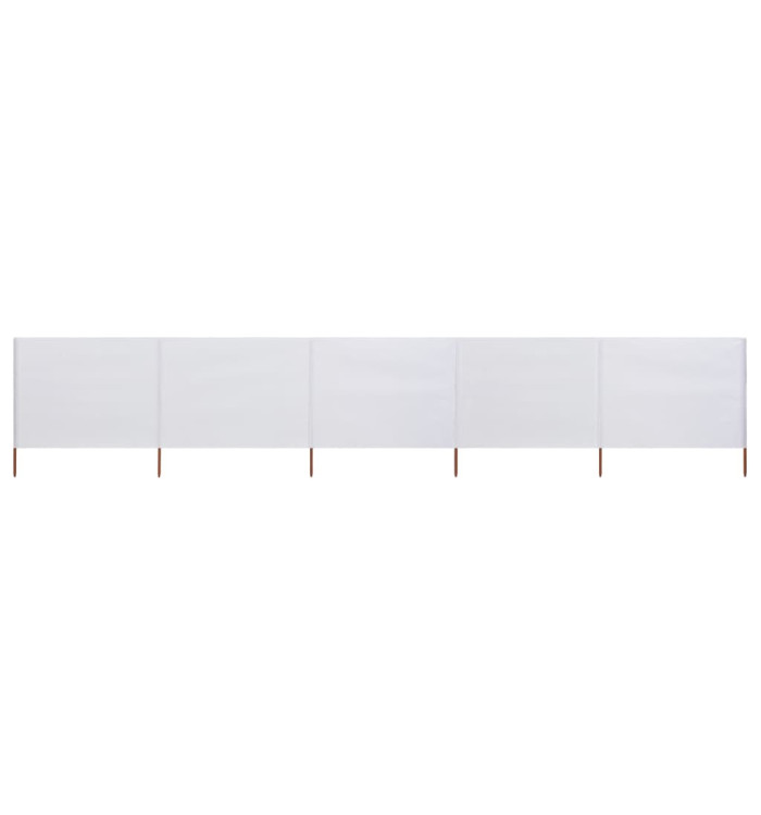 Paravent 5 panneaux Tissu 600 x 80 cm Blanc sable | Mobilier & Déco