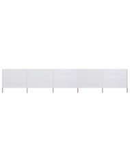 Paravent 5 panneaux Tissu 600 x 80 cm Blanc sable | Mobilier & Déco