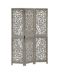 Cloison de séparation 3 panneaux Gris 120x165 cm Bois manguier | Mobilier & Déco