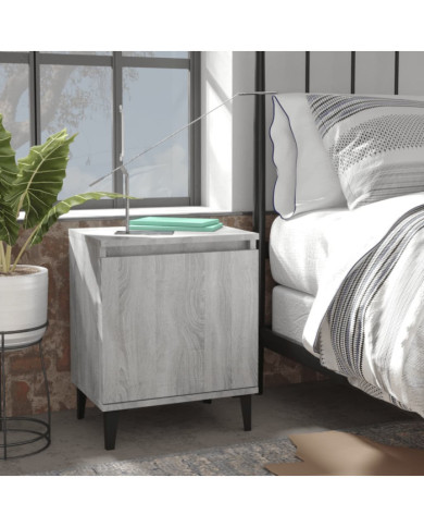 Tables de chevet avec pieds en métal sonoma gris 40x30x50 cm | Mobilier & Déco